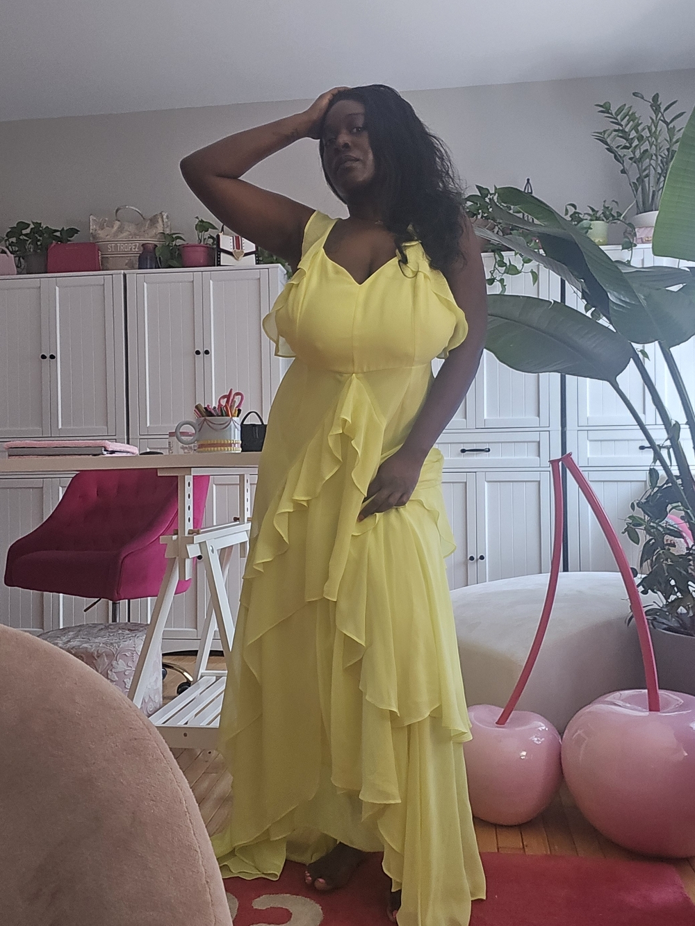 ASOS- Yellow Ruffle Maxi Dress - Elegant Women's Evening Dress